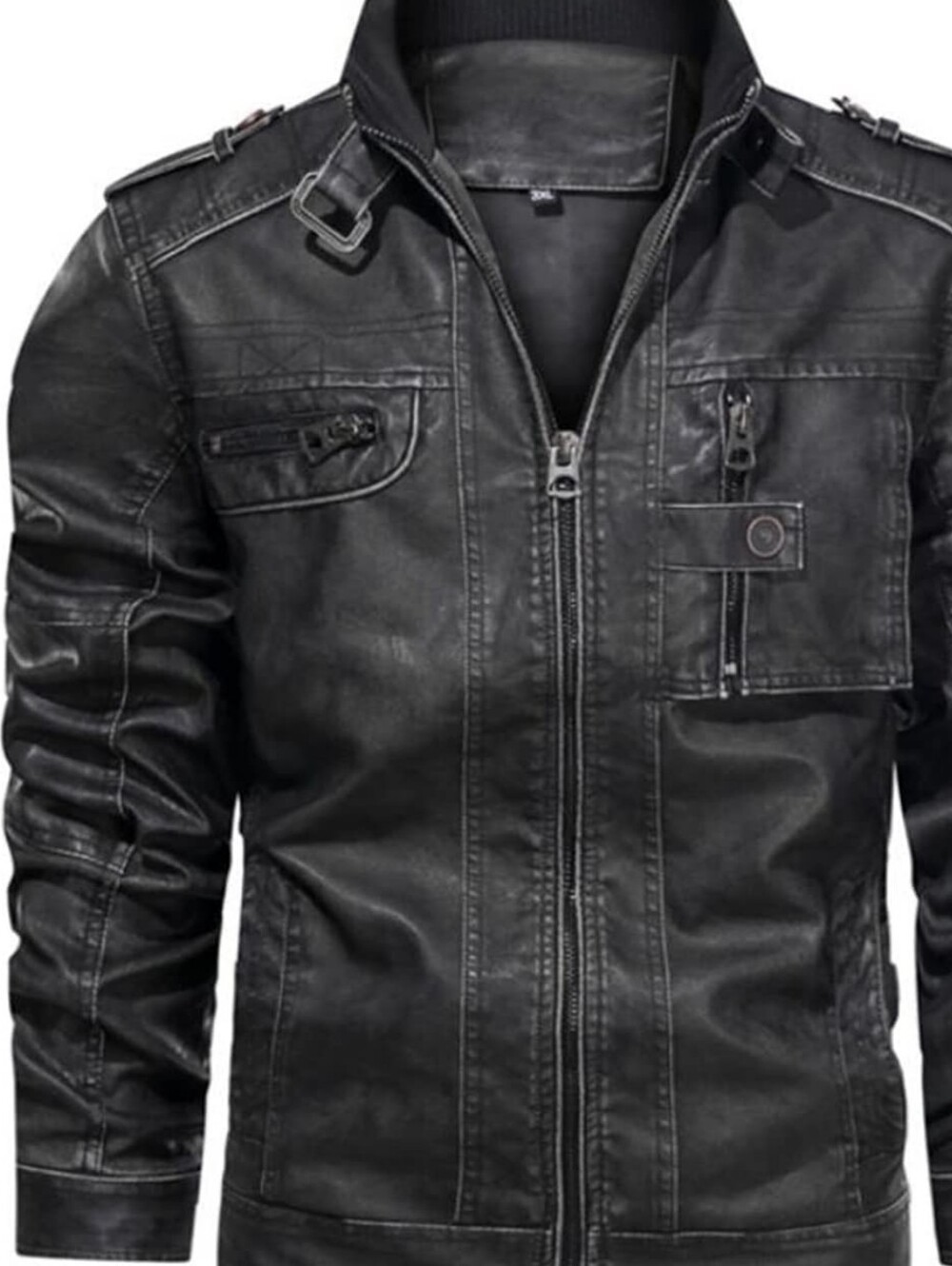 NWOT Men's PU Leather Casual Thick Slim Motorcycle Jacket Windproof Coat Outwear